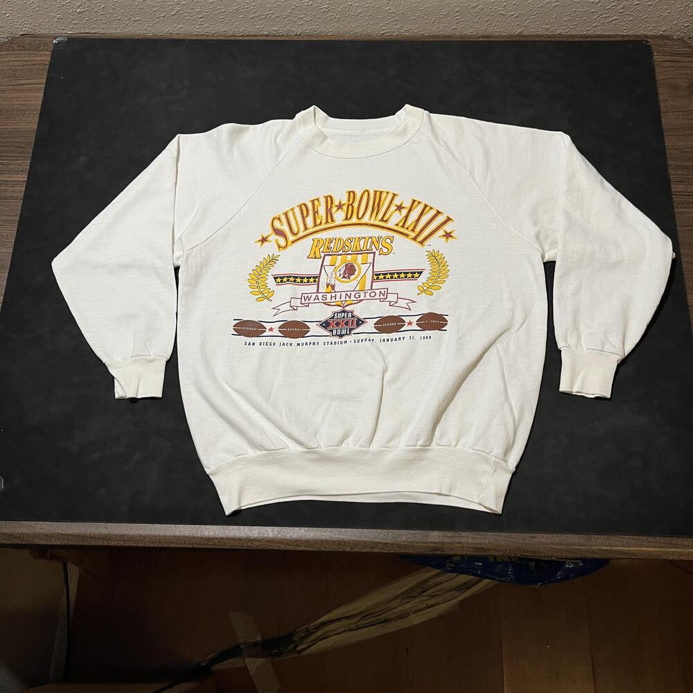 Vintage Washington Redskins Sweatshirt Raglan NFL Football Super Bowl XXII 80s